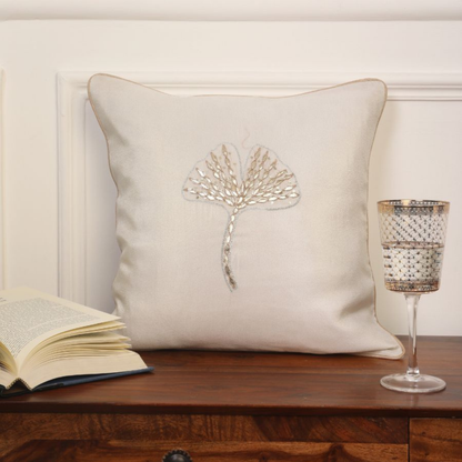 Ivory Leaf Cushion Cover
