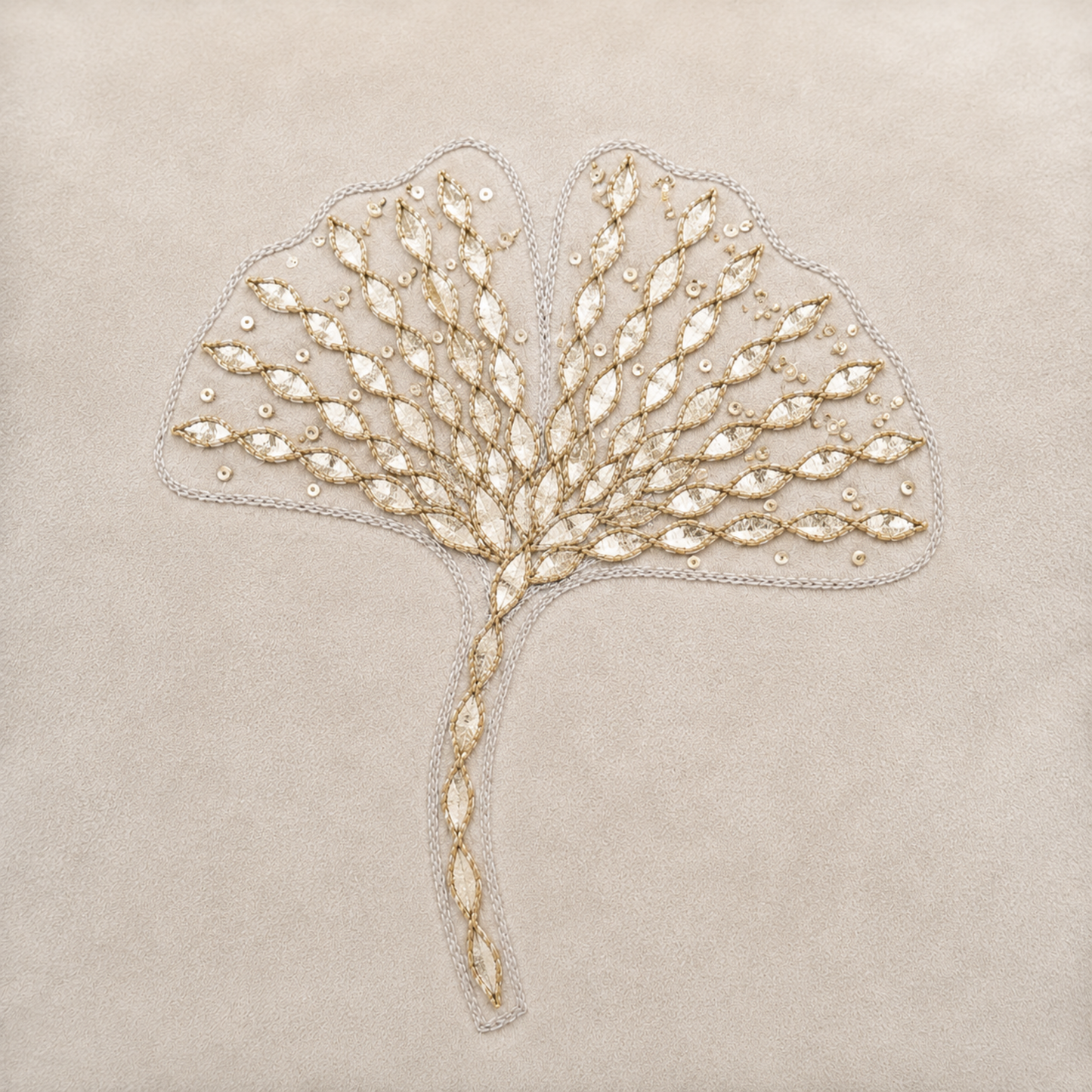 Ivory Leaf Cushion Cover