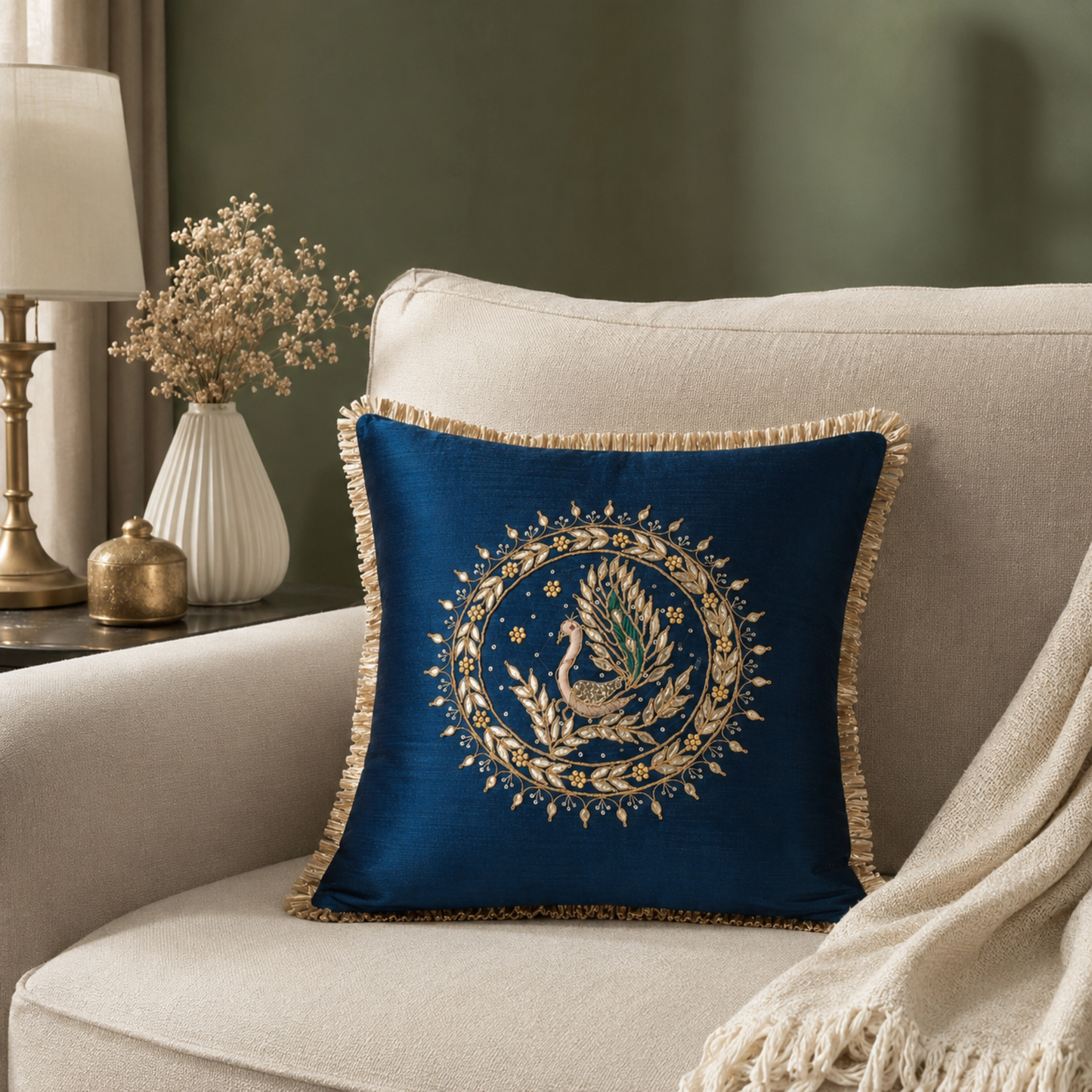 Peacock Cushion Cover