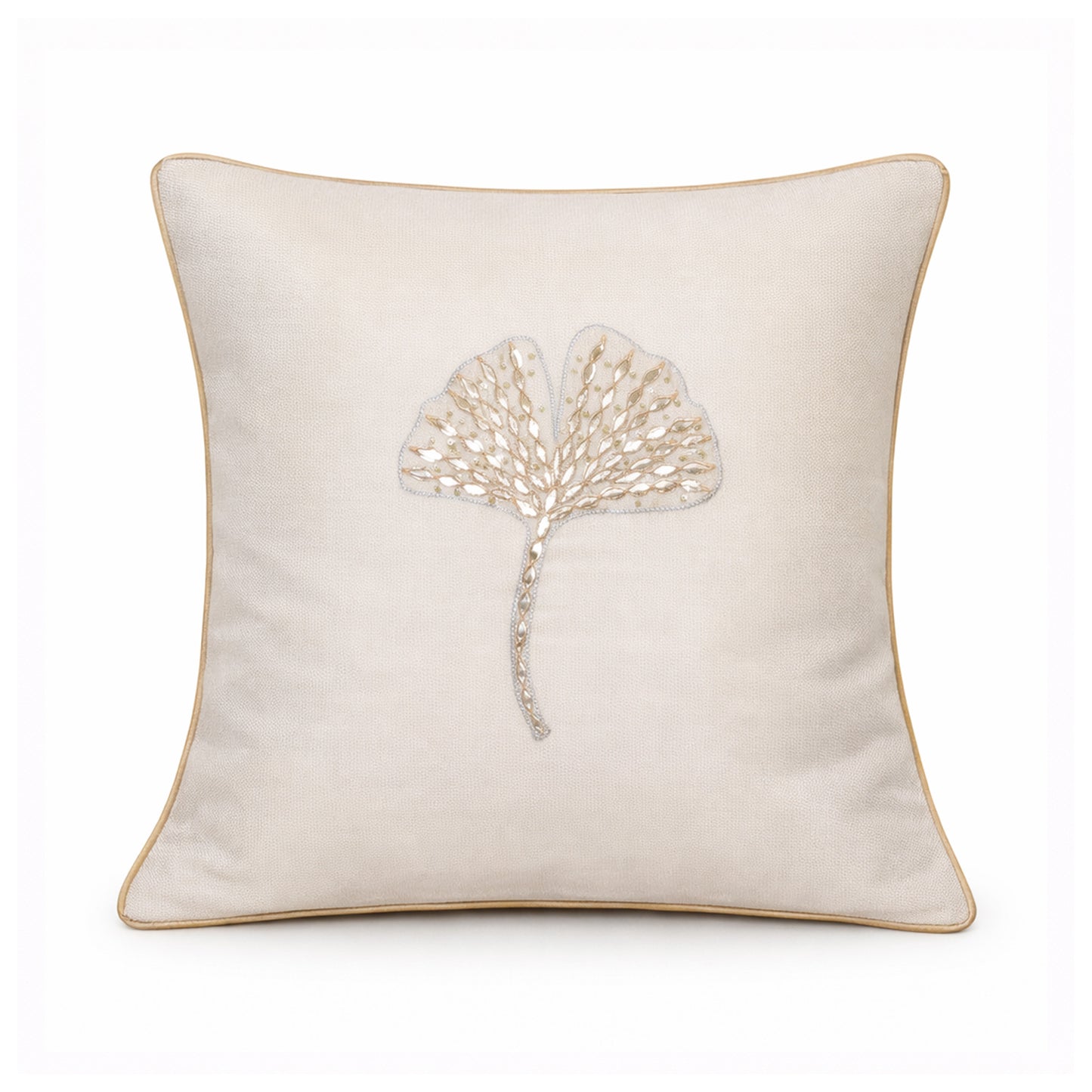 Ivory Leaf Cushion Cover