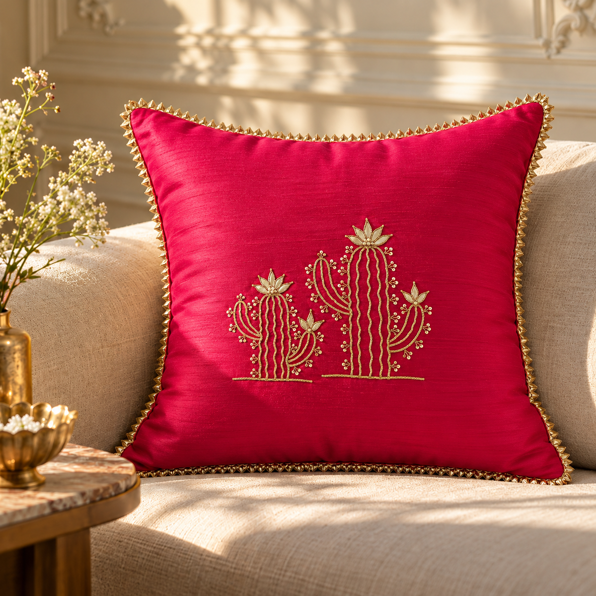 Pink Cactus Cushion Cover