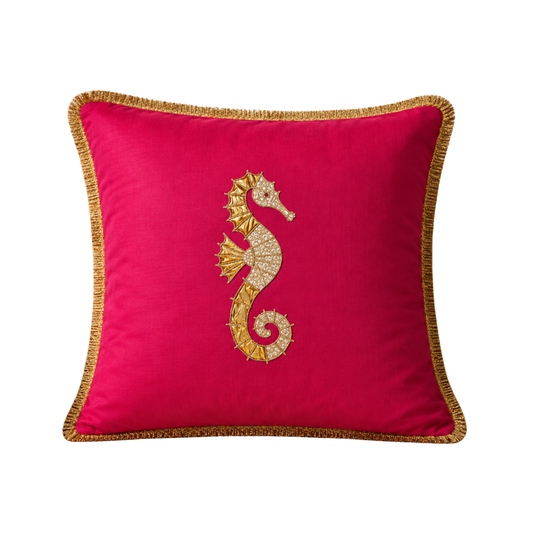 Golden Seahorse Cushion Cover